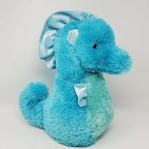 Aurora Destination Nation Seahorse Plush Stuffed Animal 13" Blue Glitter Ocean